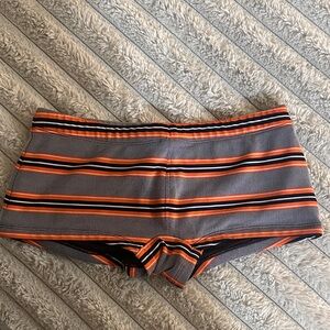 Mr Turk Striped Blue and Orange Swim Trunks